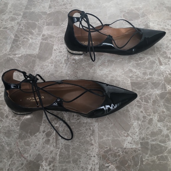 Aquazzura Patent laced up Ballet Christy flats - Picture 4 of 5